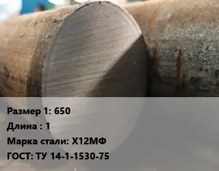 Поковка круглая 650 L=1 Сталь: Х12МФ ГОСТ: ТУ 14-1-1530-75